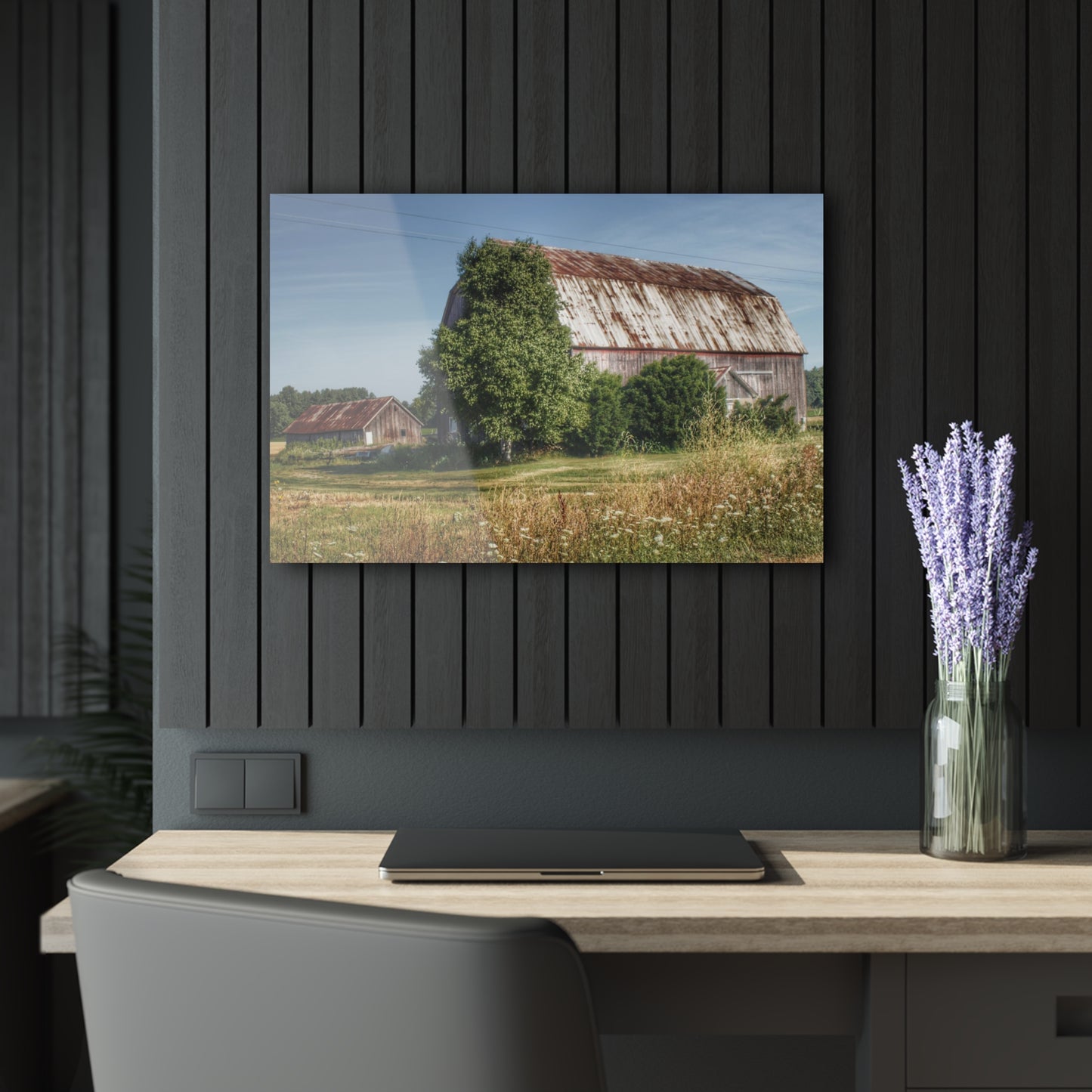 U R There Photography Barkley Road Red in Summer II Rustic Farmhouse Acrylic Wall Print
