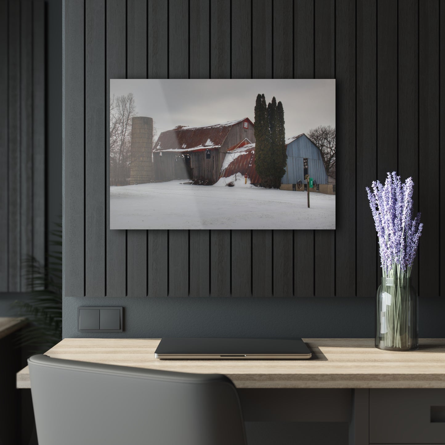 U R There Photography Unionville Grey Rustic Farmhouse Acrylic Wall Print
