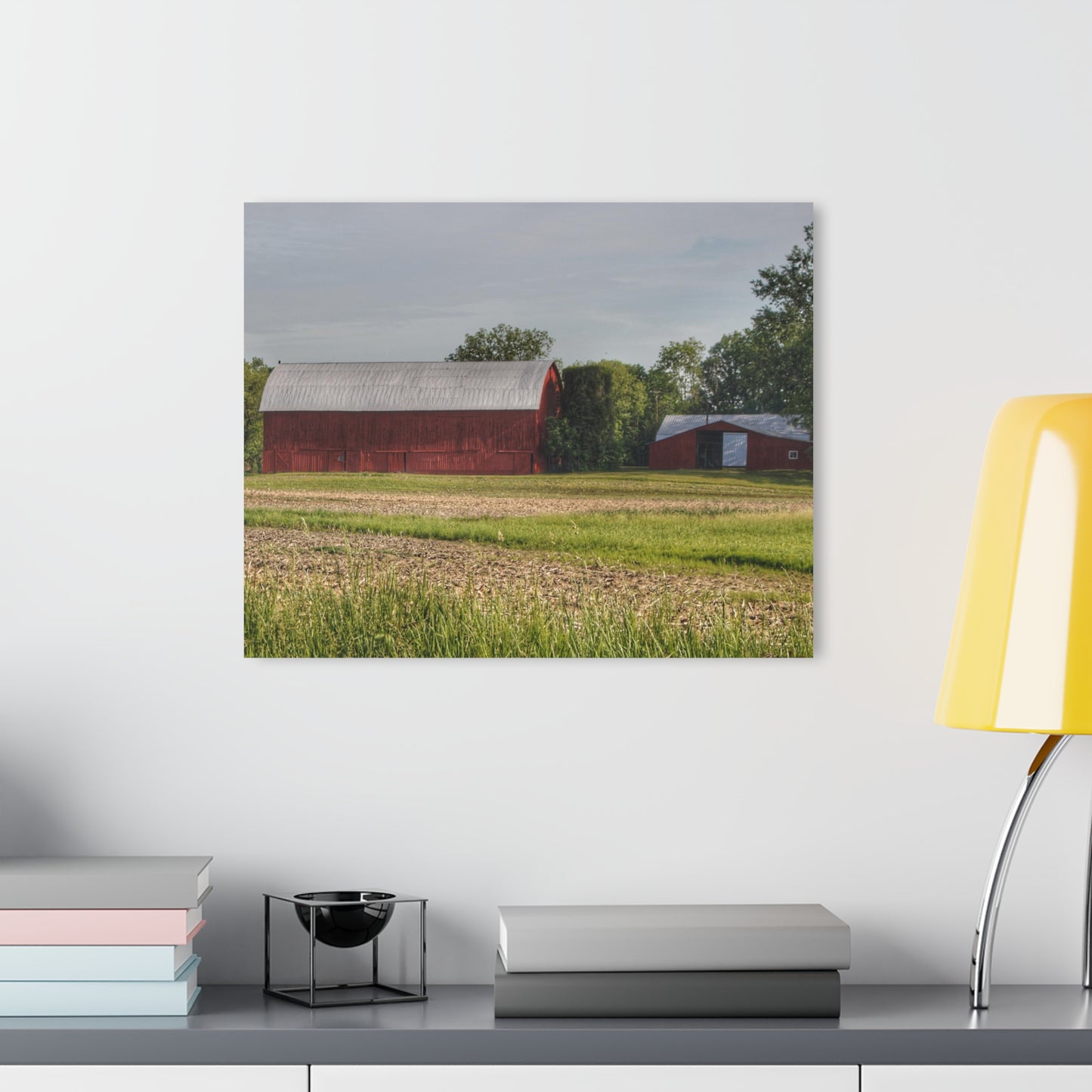 U R There Photography Catlin Road Reds Rustic Farmhouse Acrylic Wall Print