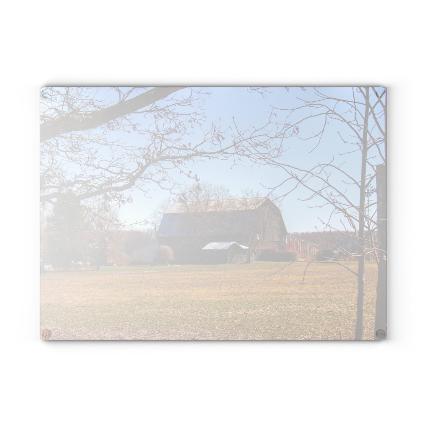 U R There Photography Rider Road Greys Rustic Farmhouse Tempered-Glass Cutting Board