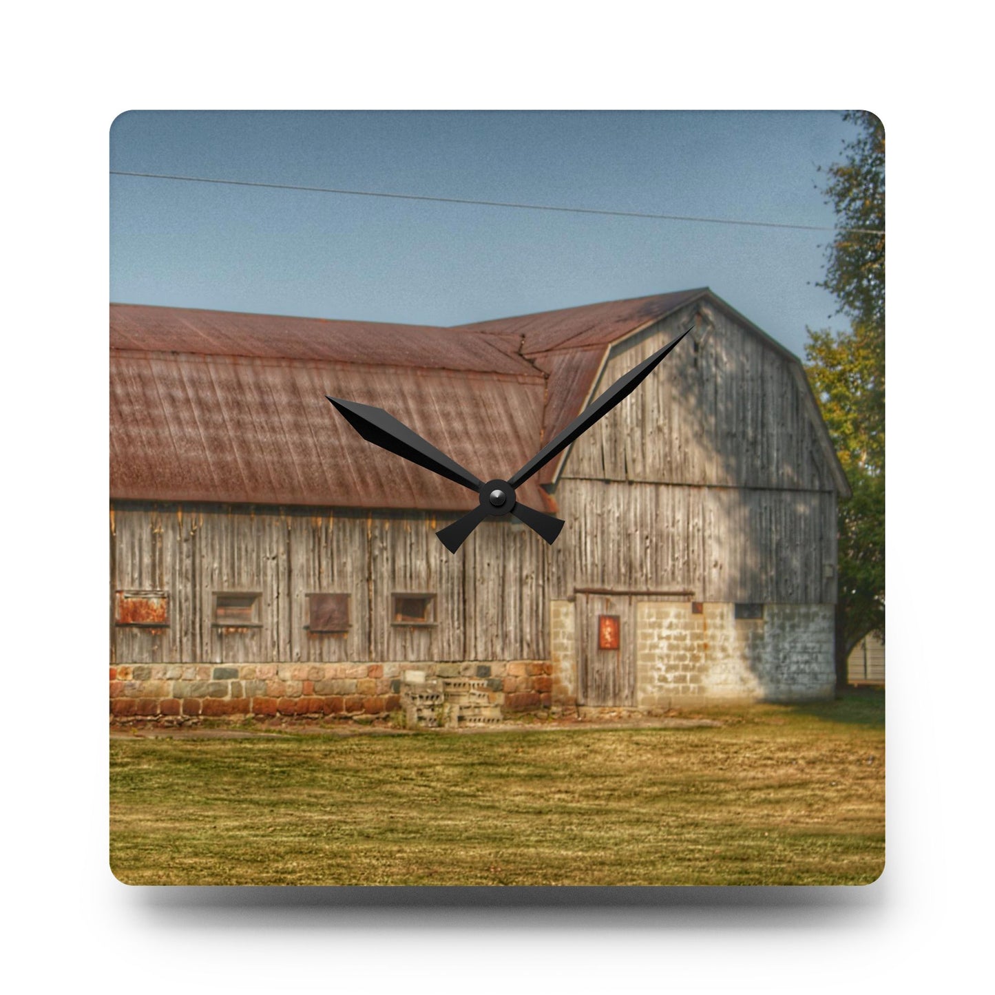 U R There Photography Irish Road Grey Rustic Farmhouse Acrylic Analog Wall Clock