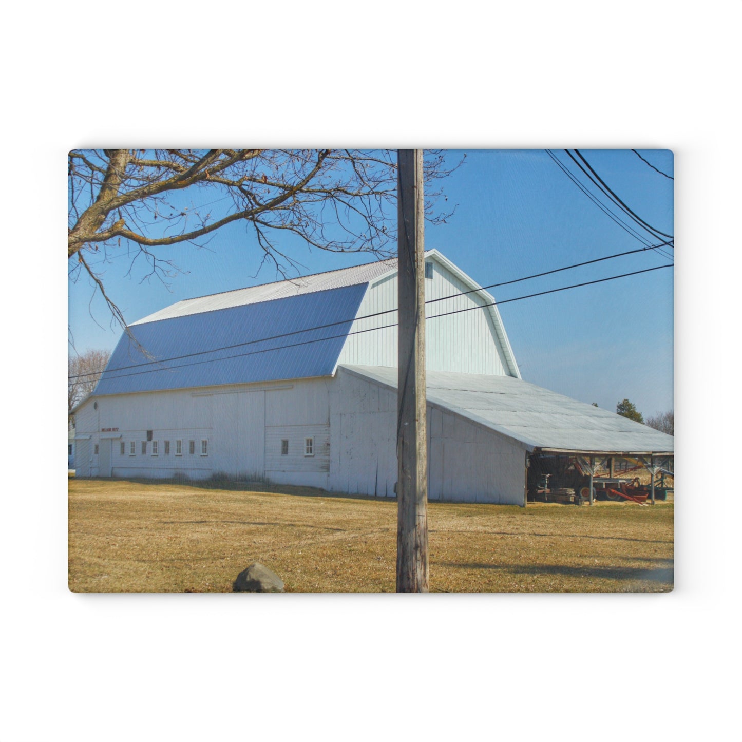 U R There Photography Wolcott White Rustic Farmhouse Tempered-Glass Cutting Board