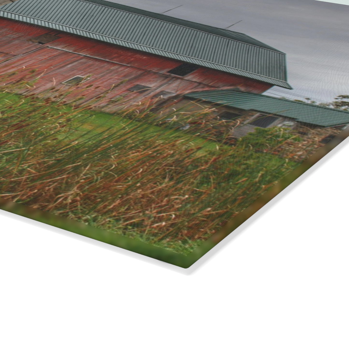 U R There Photography Plumb Creek Road Red II Rustic Farmhouse Tempered-Glass Cutting Board