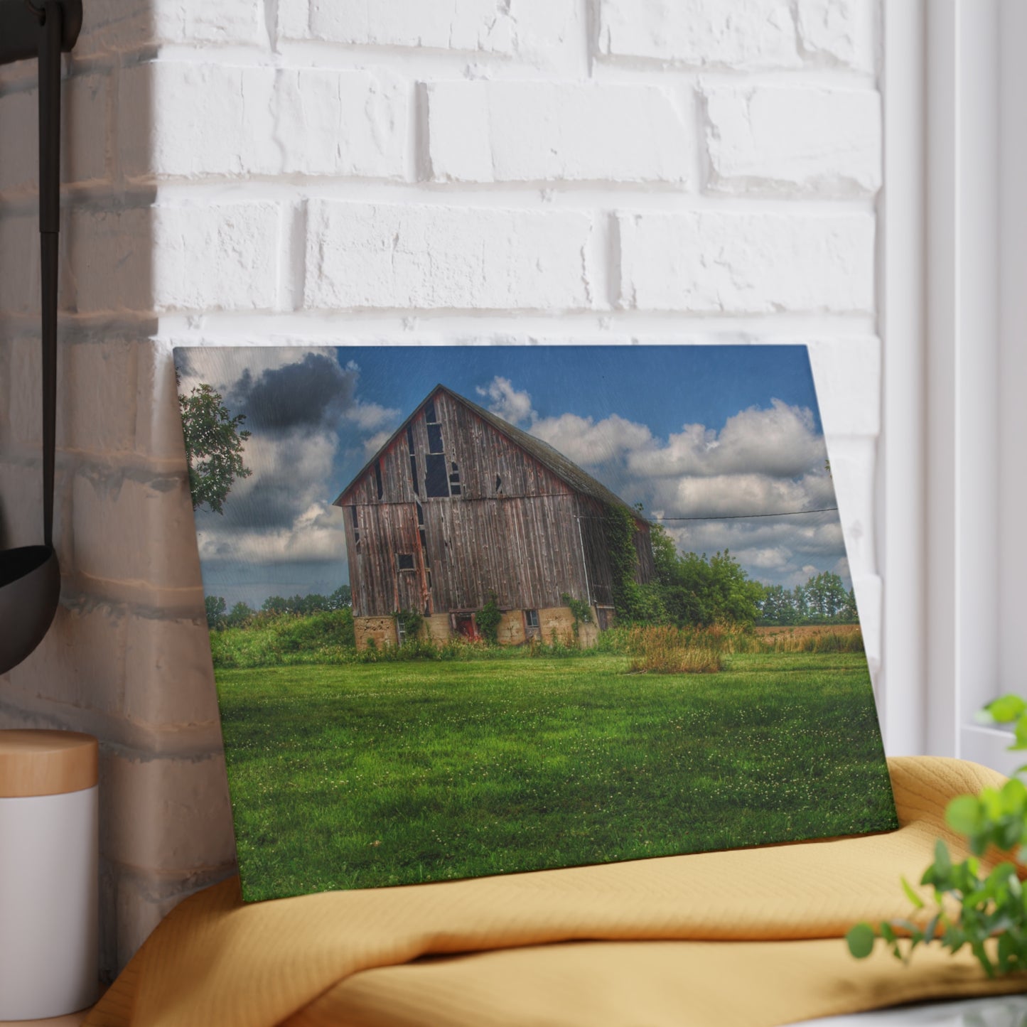 U R There Photography Bohms Road Grey II Rustic Farmhouse Tempered-Glass Cutting Board