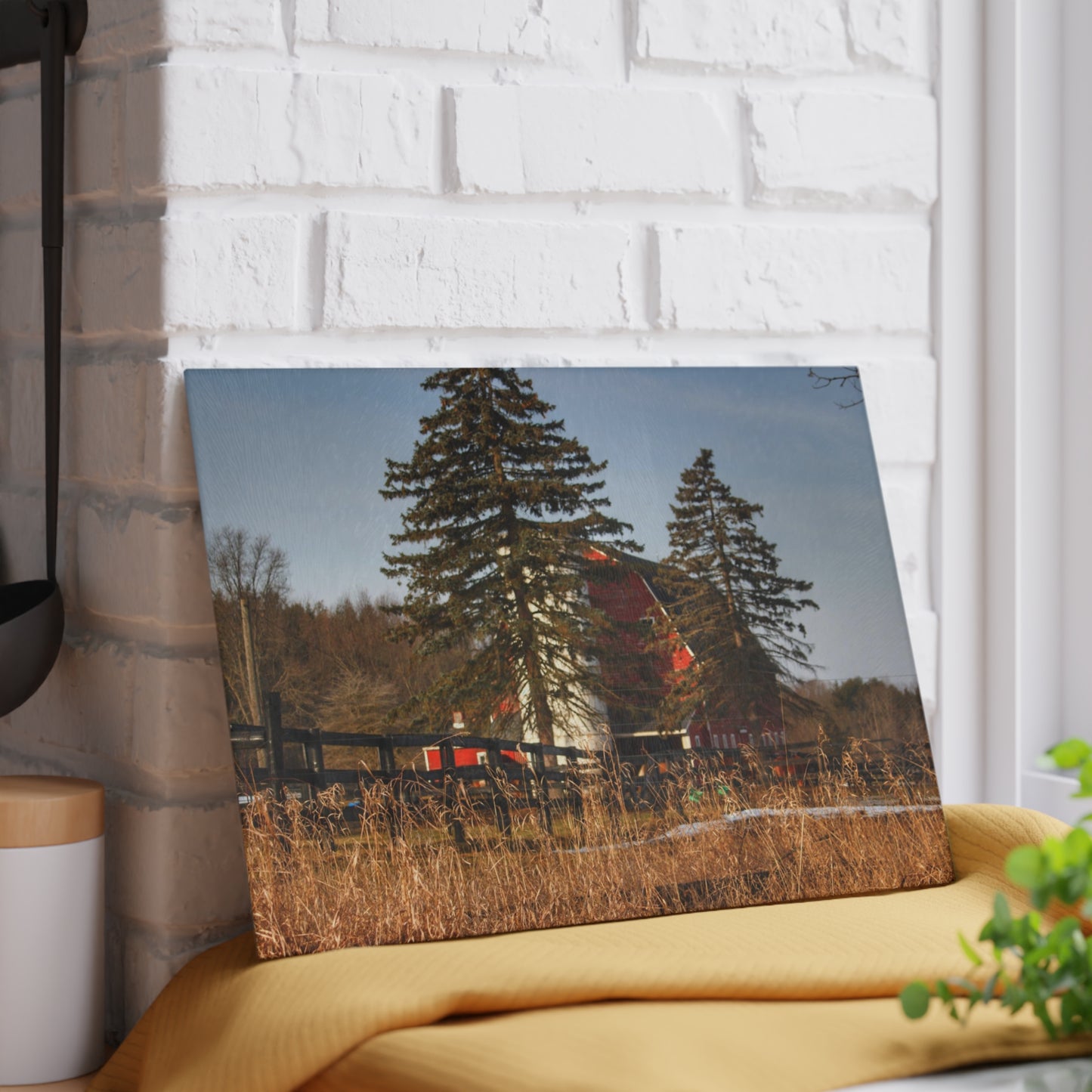 U R There Photography Blood Road Red I Rustic Farmhouse Tempered-Glass Cutting Board