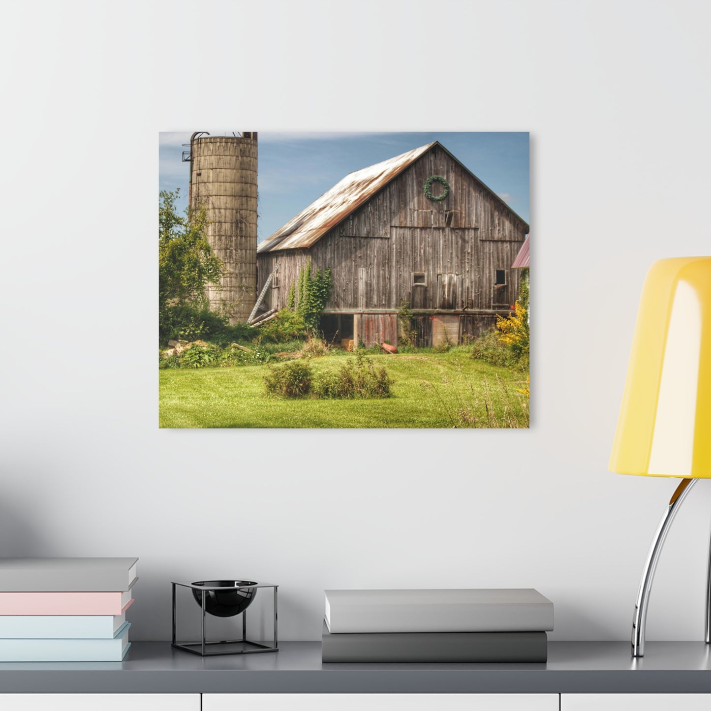 U R There Photography Churchill Christmas Barn in Summer Rustic Farmhouse Acrylic Wall Print