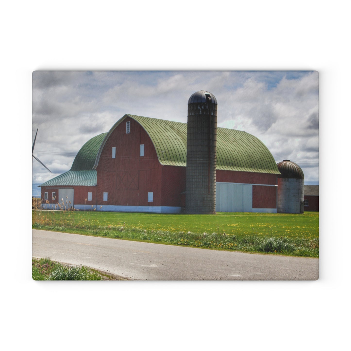 U R There Photography Rescue Road Red Rustic Farmhouse Tempered-Glass Cutting Board