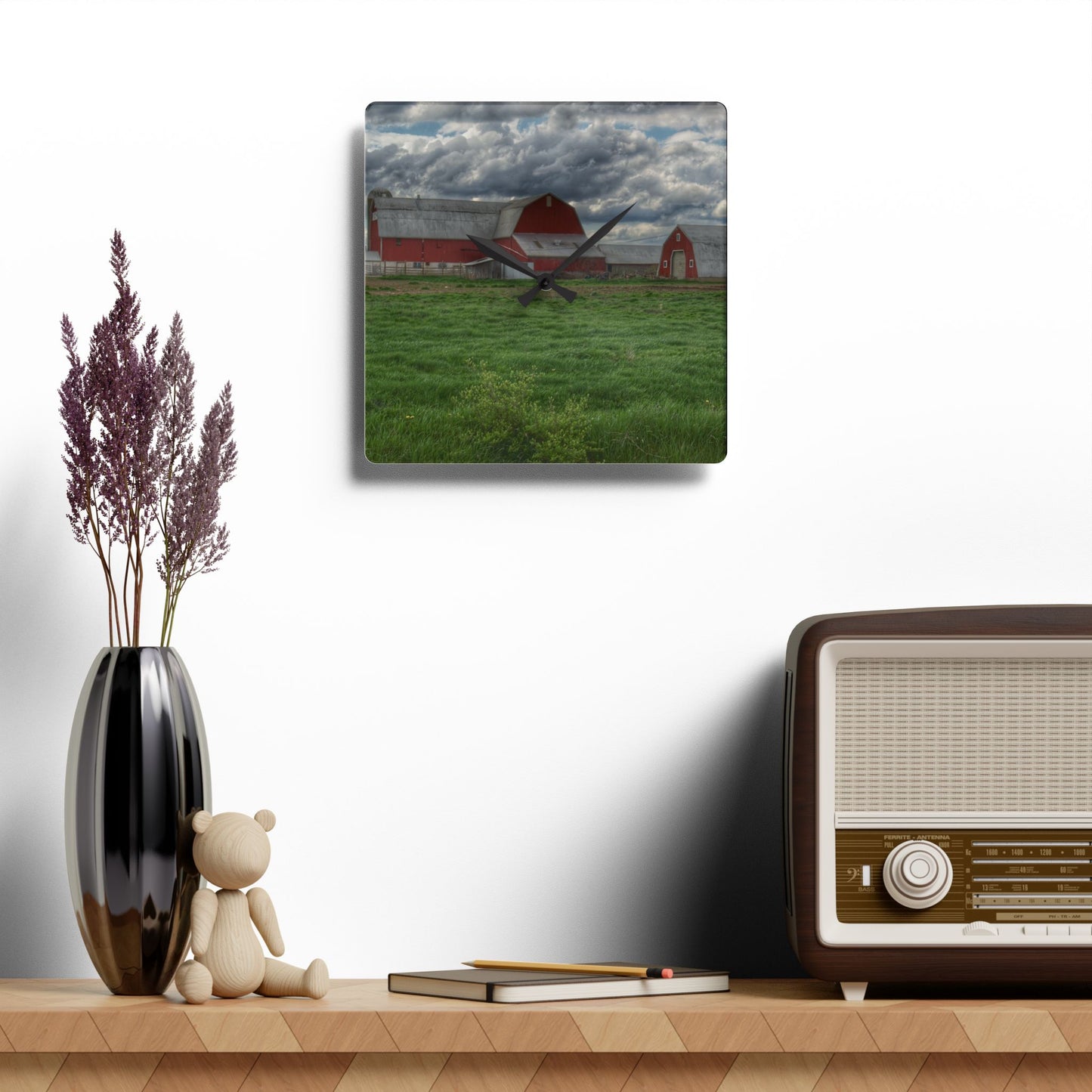 U R There Photography North Sandusky Reds Rustic Farmhouse Acrylic Analog Wall Clock