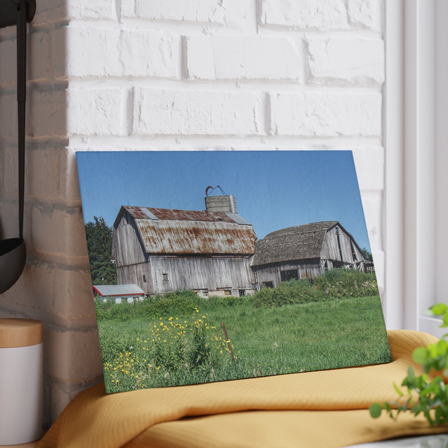 U R There Photography Rusted and Grey on Dodge Road Rustic Farmhouse Tempered-Glass Cutting Board