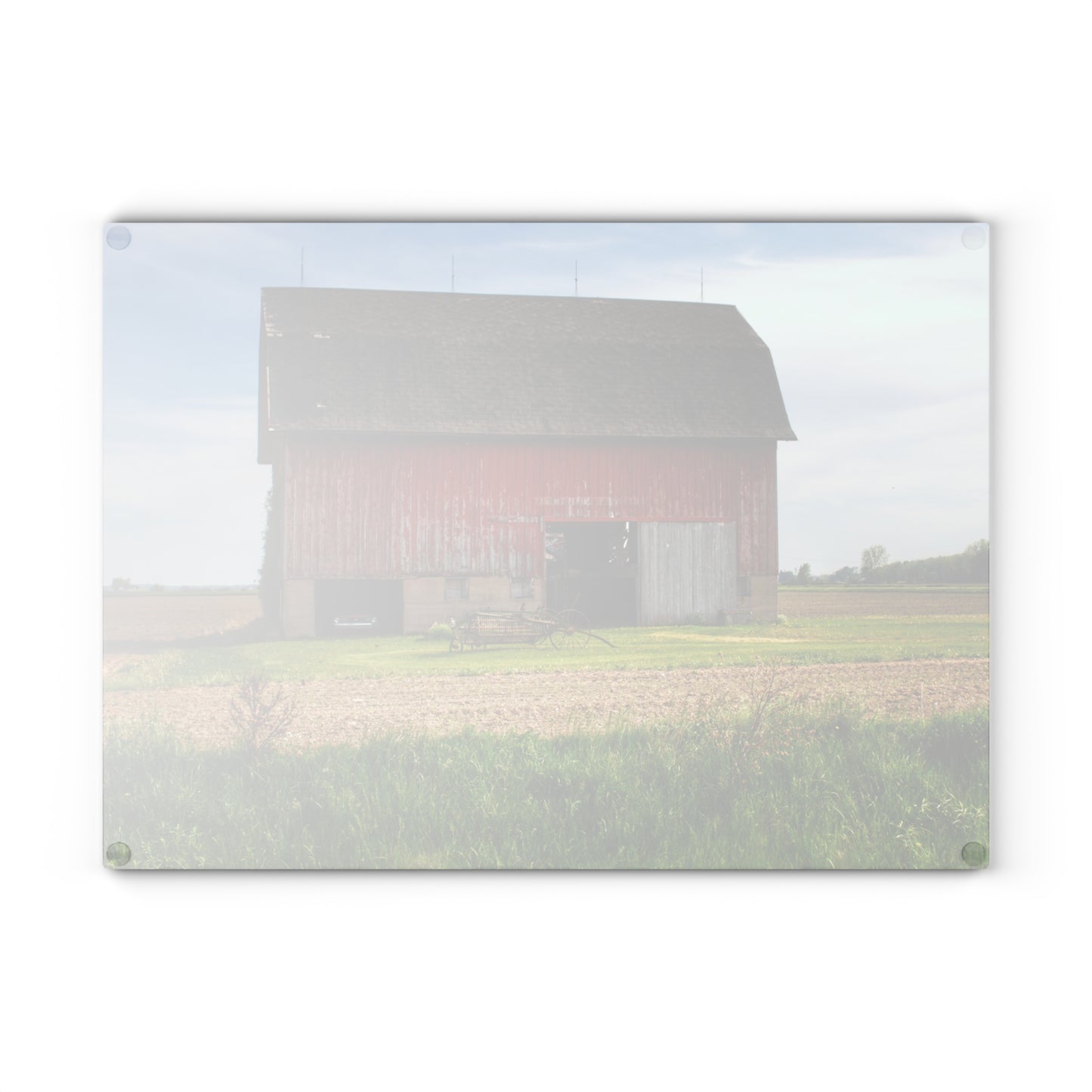 U R There Photography Unionville Elmwood Road Red I Rustic Farmhouse Tempered-Glass Cutting Board
