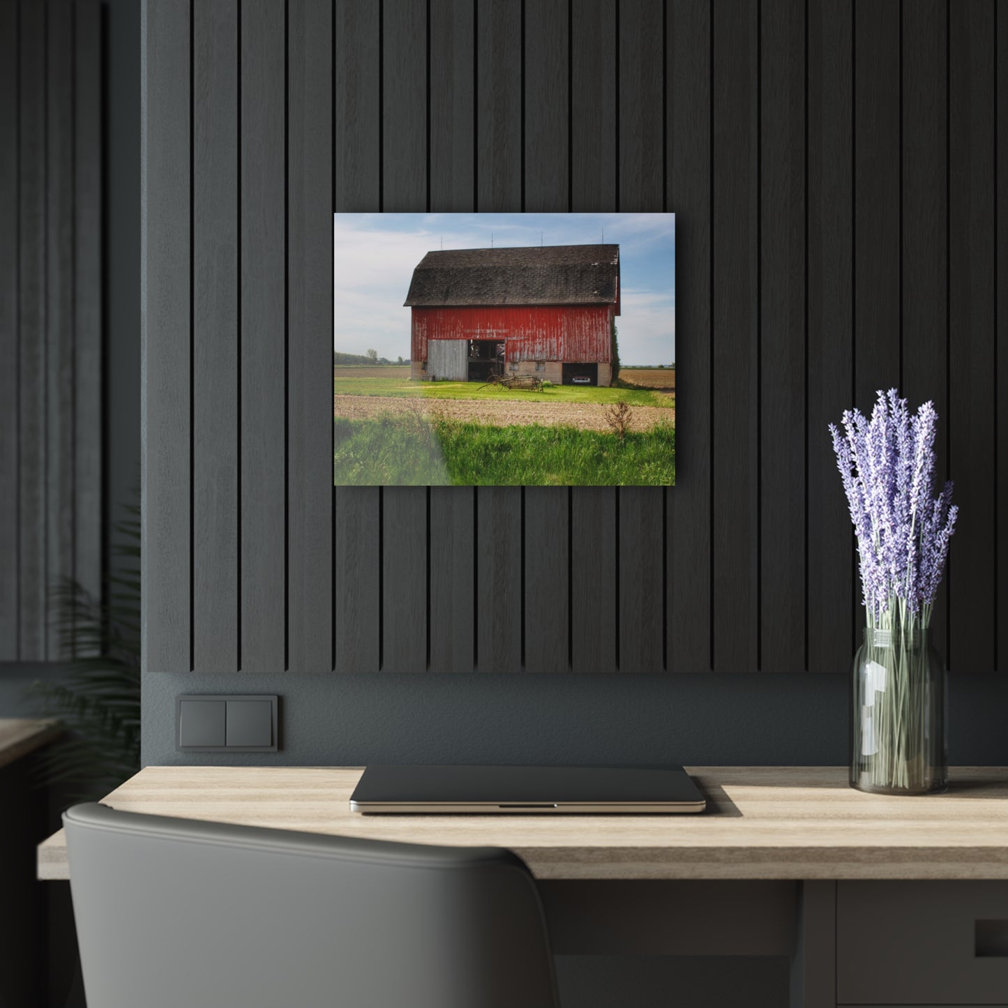 U R There Photography Unionville Elmwood Road Red I Rustic Farmhouse Acrylic Wall Print