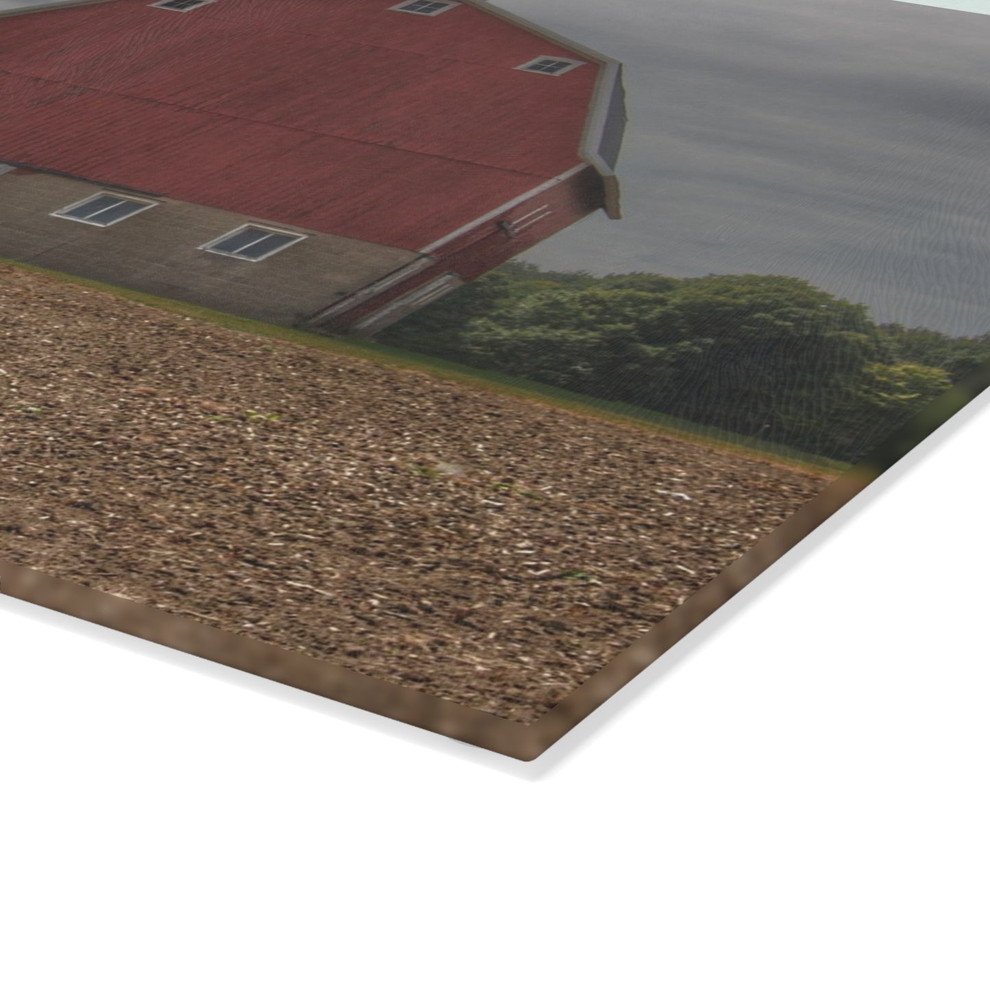 U R There Photography Cade Road Red I Rustic Farmhouse Tempered-Glass Cutting Board