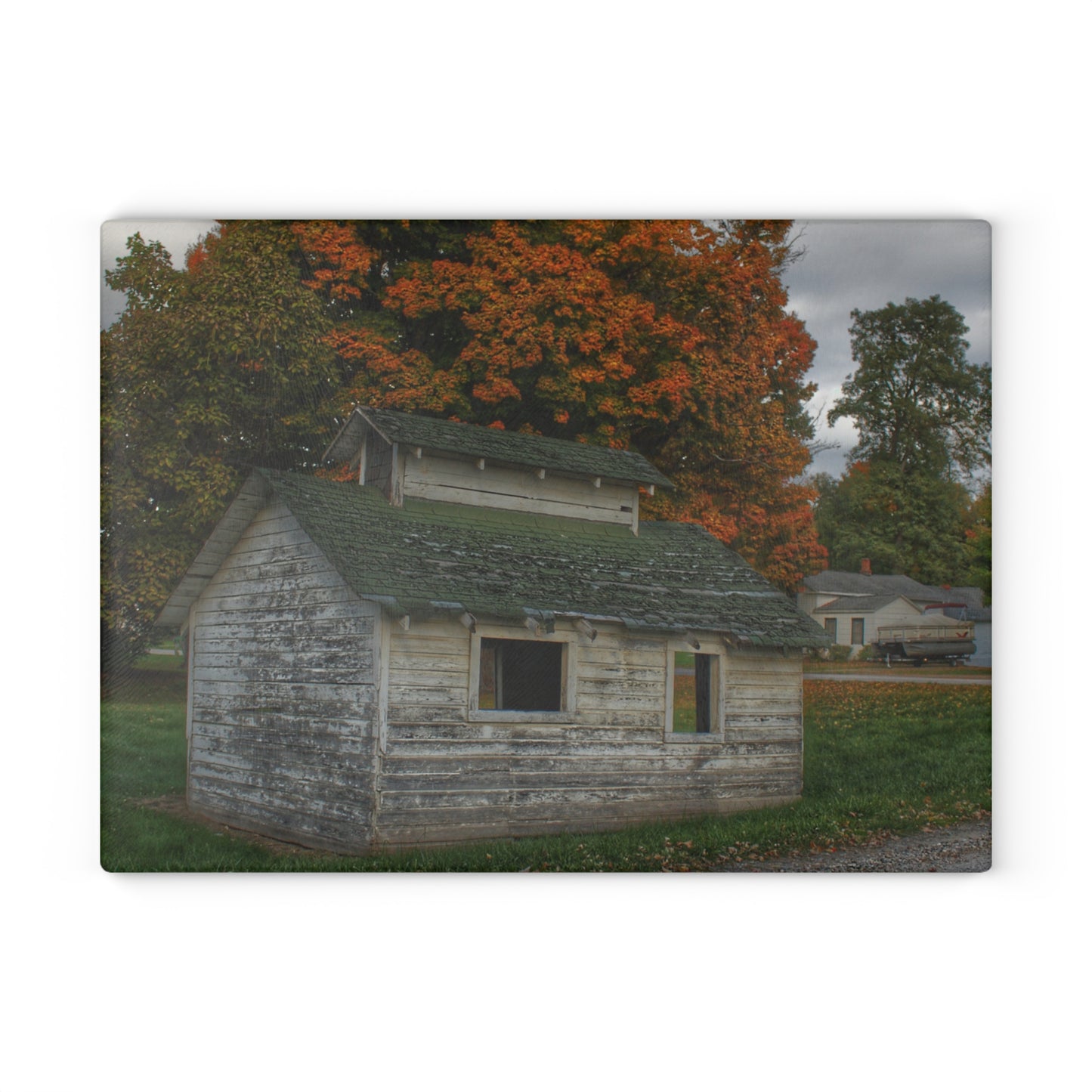U R There Photography Rural Shack of Metamora Rustic Farmhouse Tempered-Glass Cutting Board