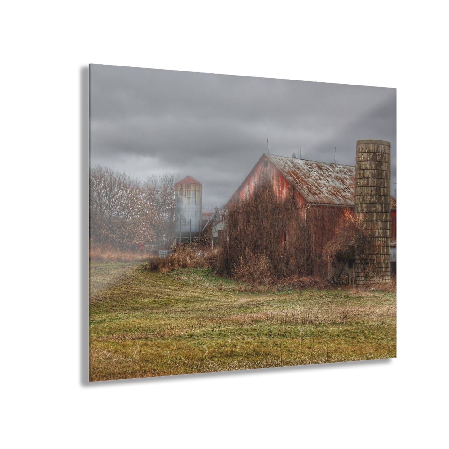 U R There Photography Slattery Road Old Red and Silo II Rustic Farmhouse Acrylic Wall Print