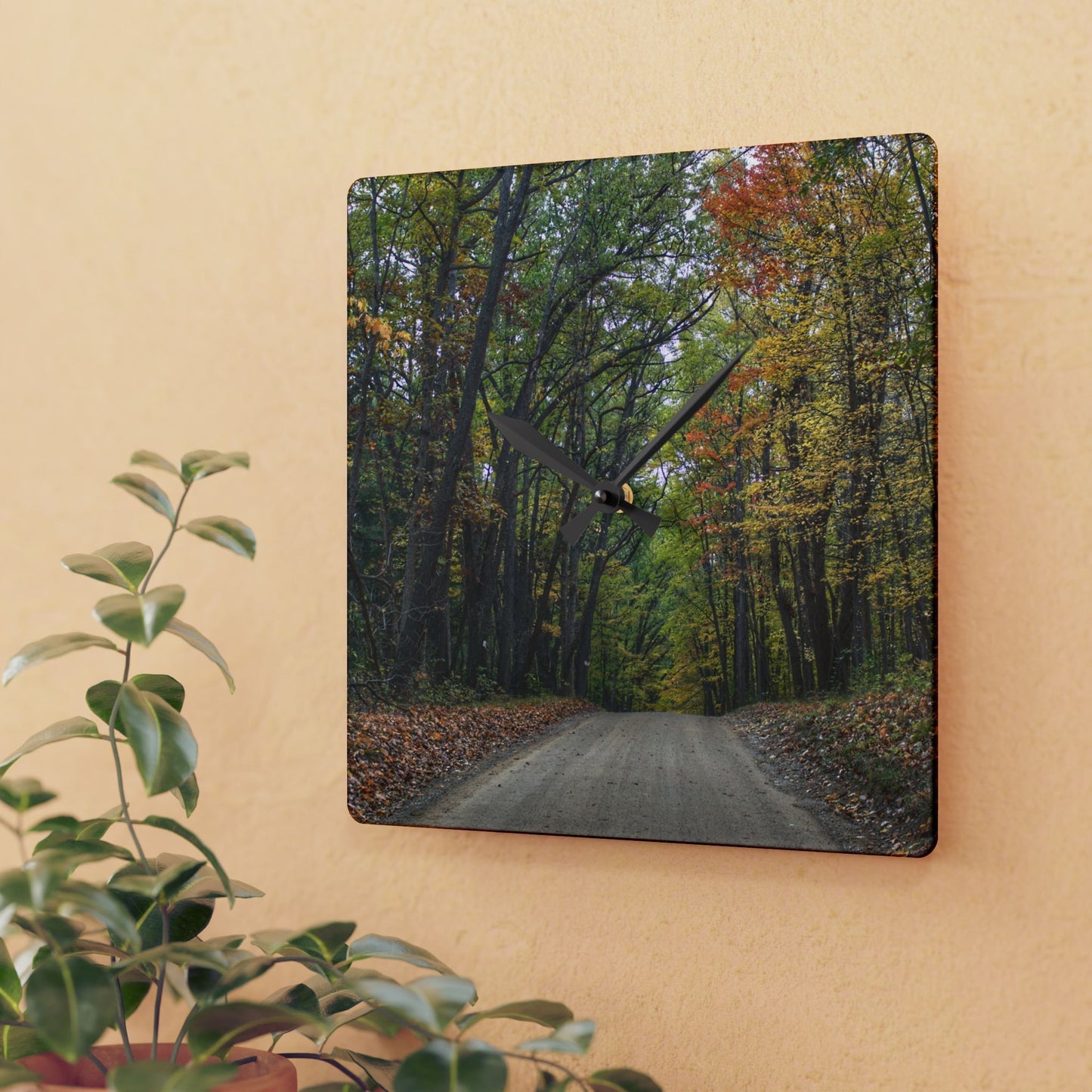 U R There Photography Country Roads in Dryden III Rustic Farmhouse Acrylic Analog Wall Clock