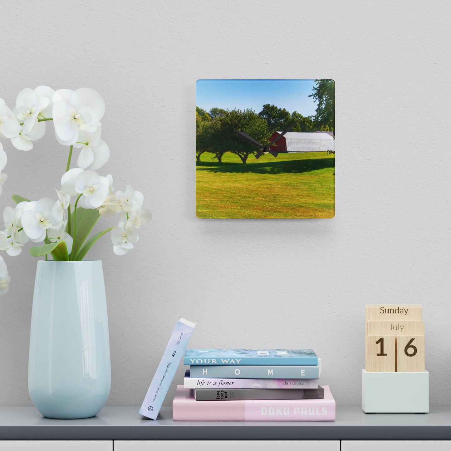 U R There Photography Lake Pleasant Road Hidden Quonset Rustic Farmhouse Acrylic Analog Wall Clock