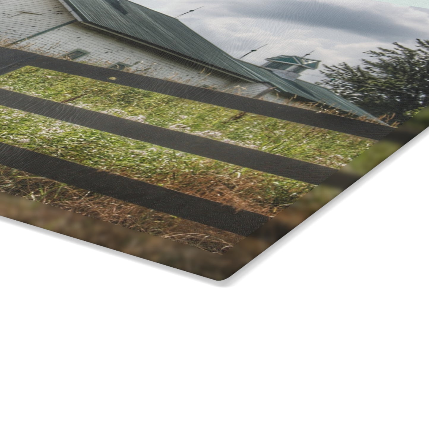 U R There Photography Sutton Road White Rustic Farmhouse Tempered-Glass Cutting Board