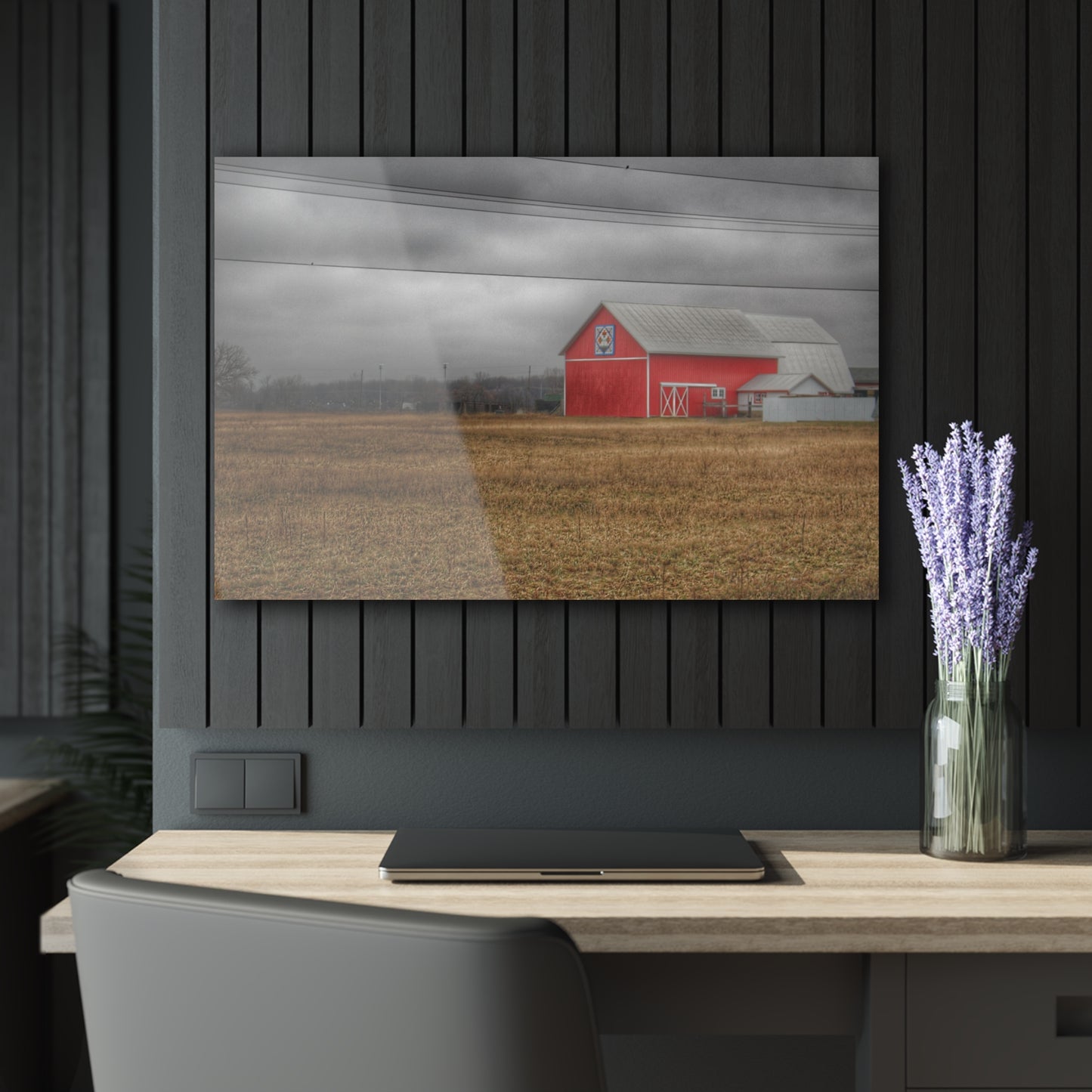 U R There Photography Barnes Road Quilted Red Rustic Farmhouse Acrylic Wall Print