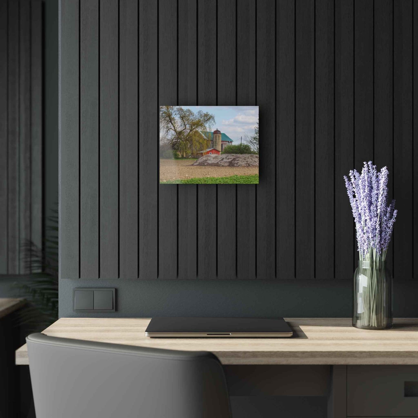 U R There Photography Cedar Creek Road Red Rustic Farmhouse Acrylic Wall Print