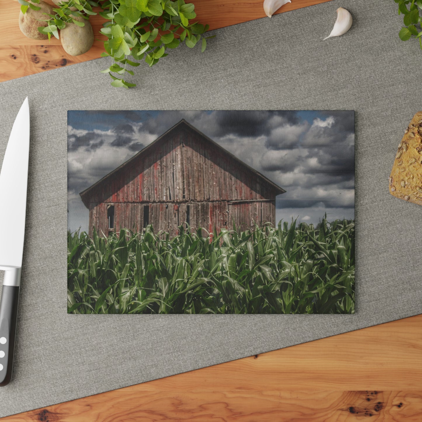 U R There Photography Above the July Corn Rustic Farmhouse Tempered-Glass Cutting Board