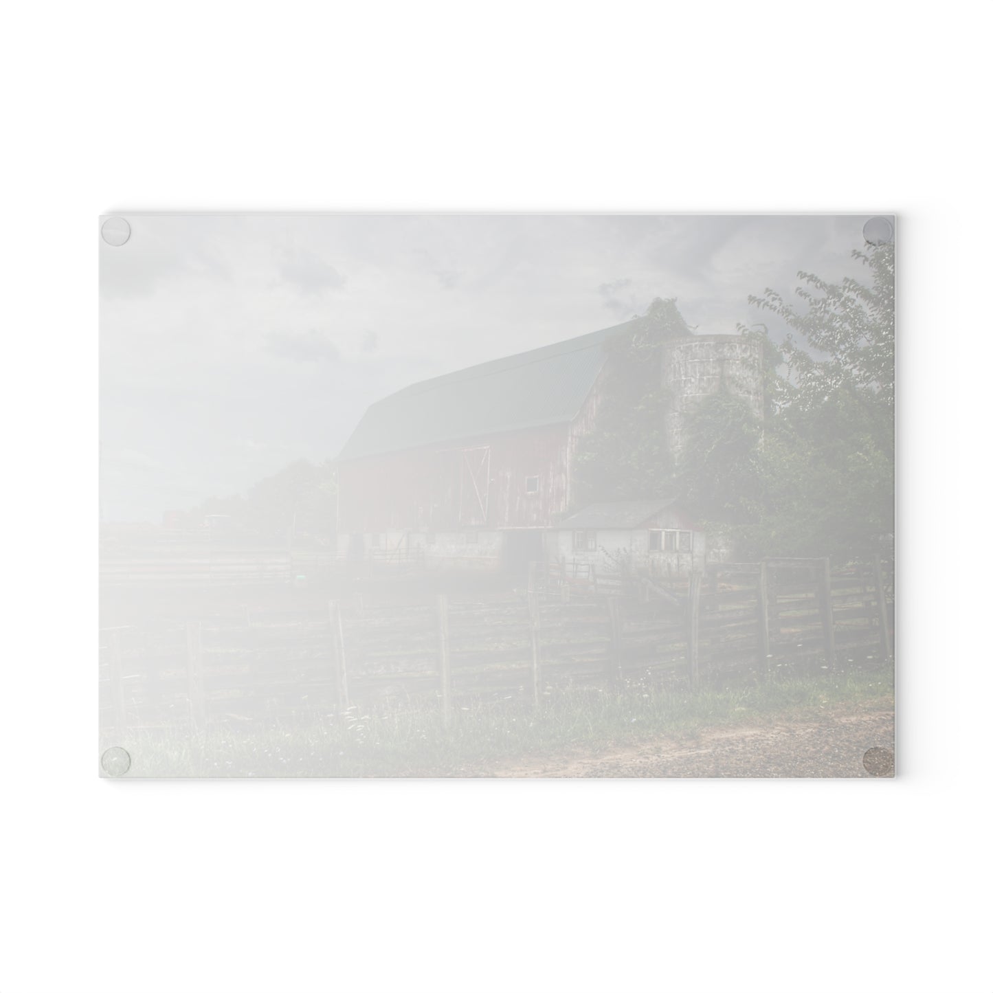 U R There Photography West Hunters Creek Road Red I Rustic Farmhouse Tempered-Glass Cutting Board