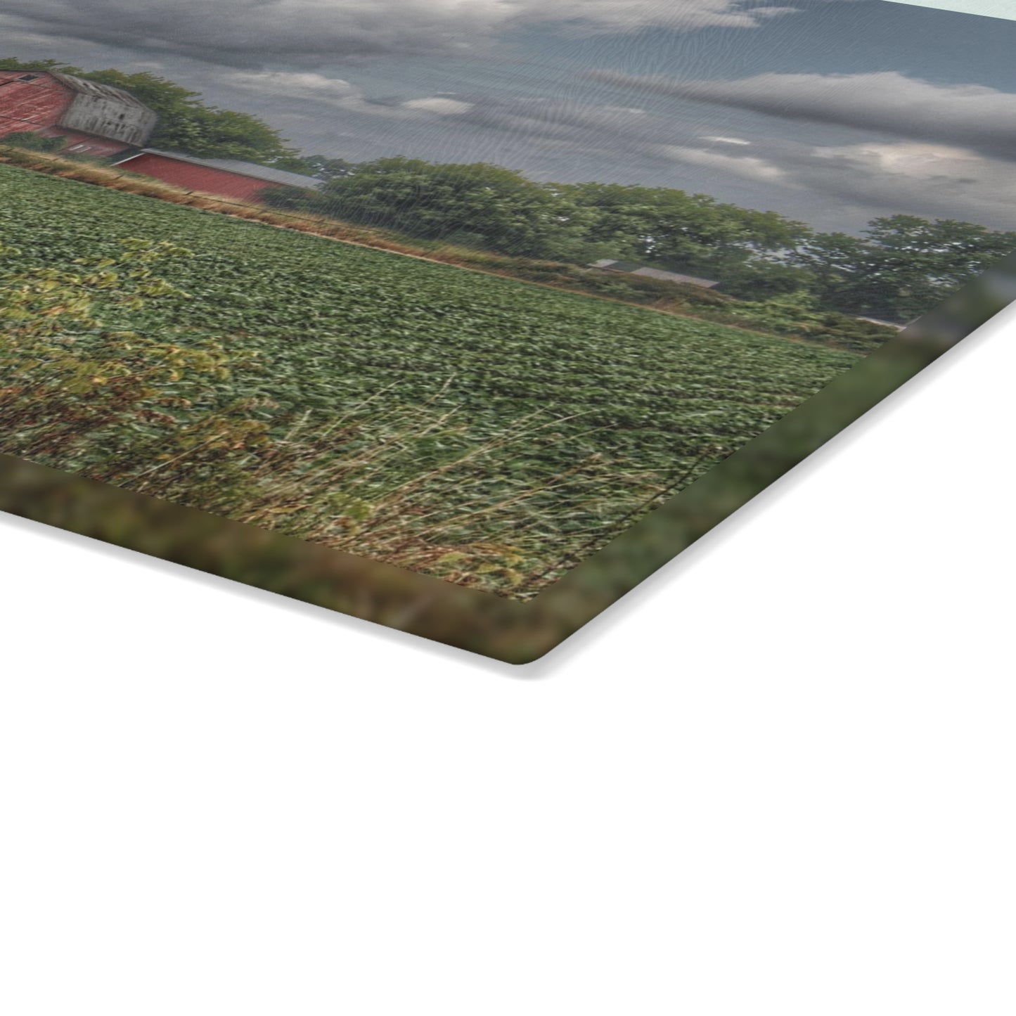U R There Photography Church Road Red Rustic Farmhouse Tempered-Glass Cutting Board