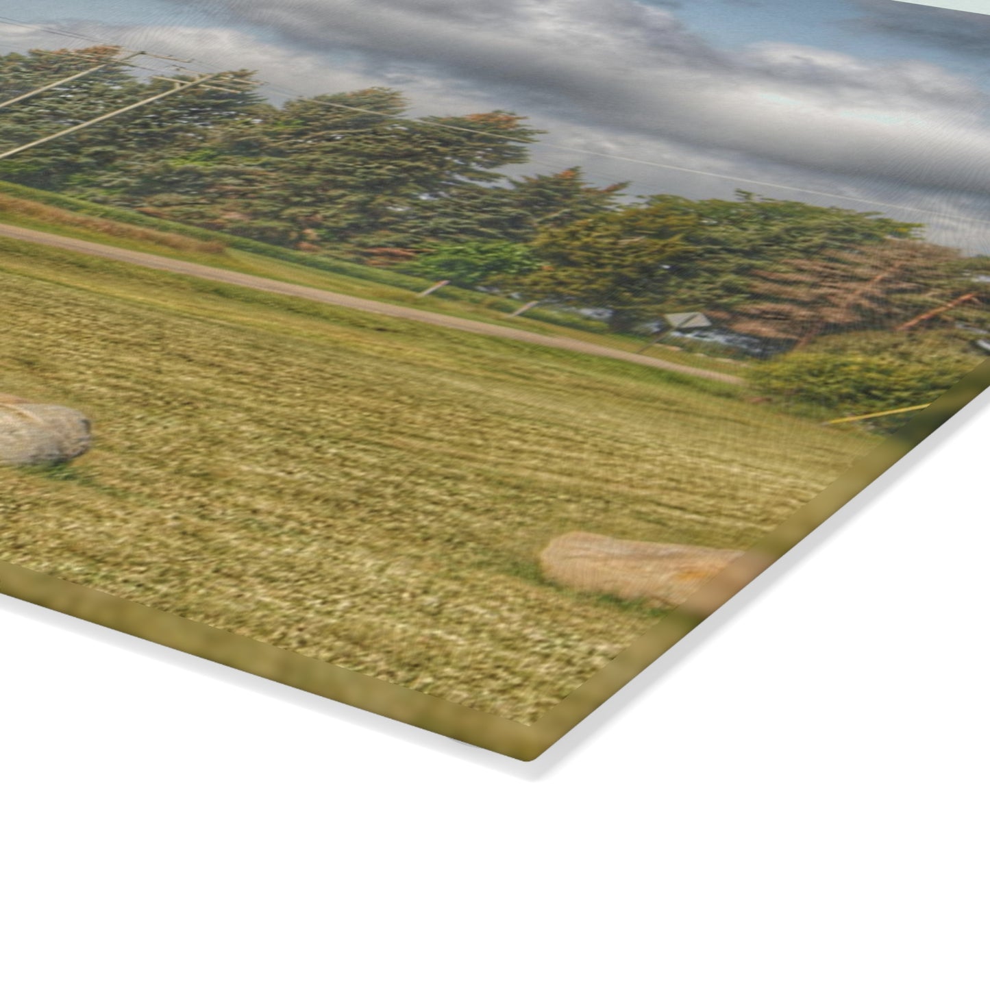 U R There Photography Across the Road Rustic Farmhouse Tempered-Glass Cutting Board