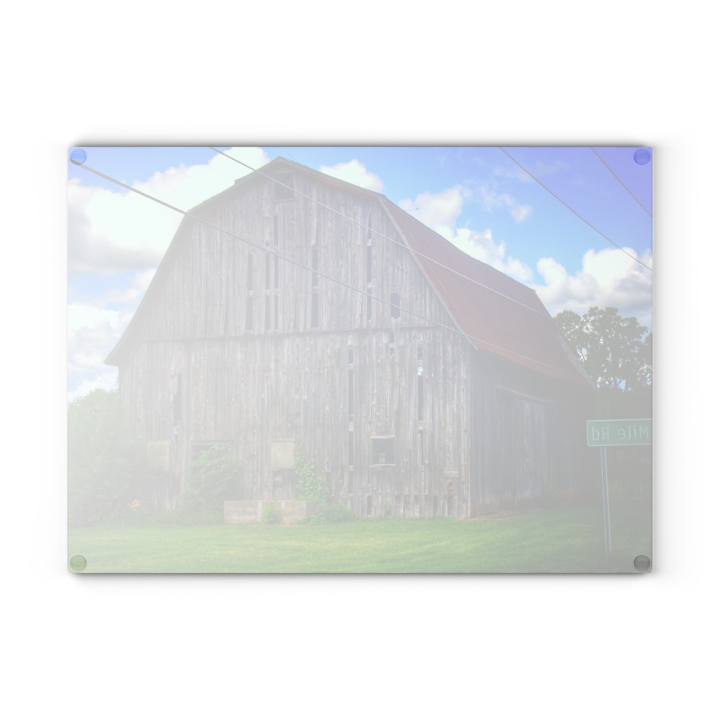 U R There Photography Schoenherr Road Grey II Rustic Farmhouse Tempered-Glass Cutting Board