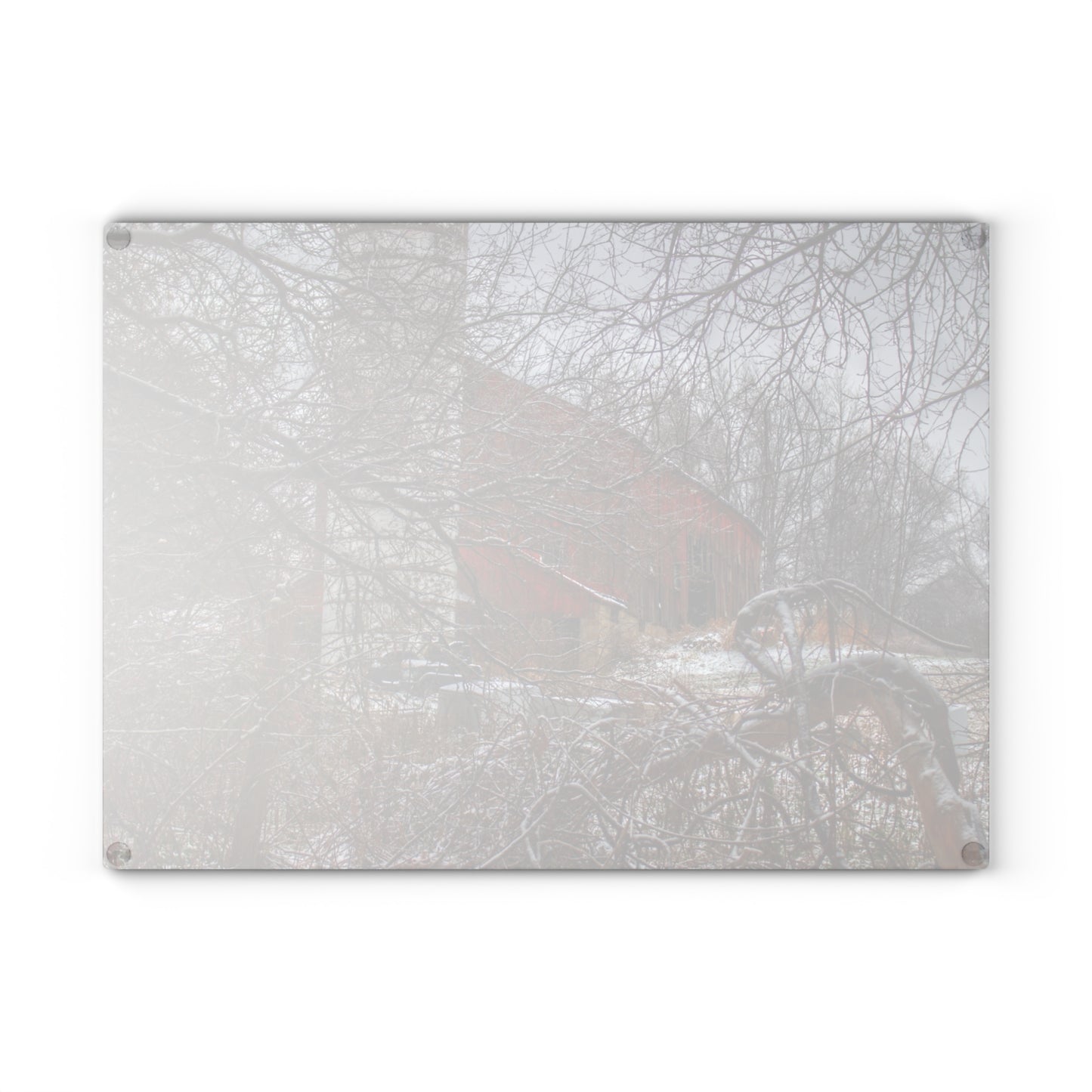 U R There Photography Sandhill Road Hidden Red I Rustic Farmhouse Tempered-Glass Cutting Board