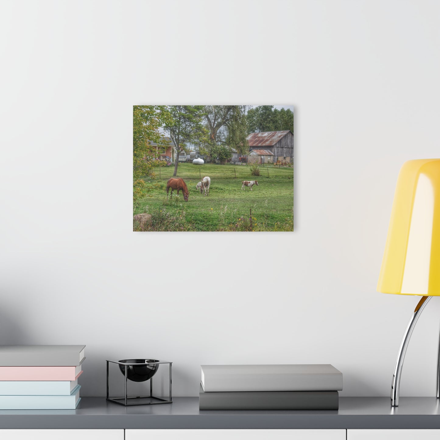 U R There Photography Front Yard Ponies Rustic Farmhouse Acrylic Wall Print
