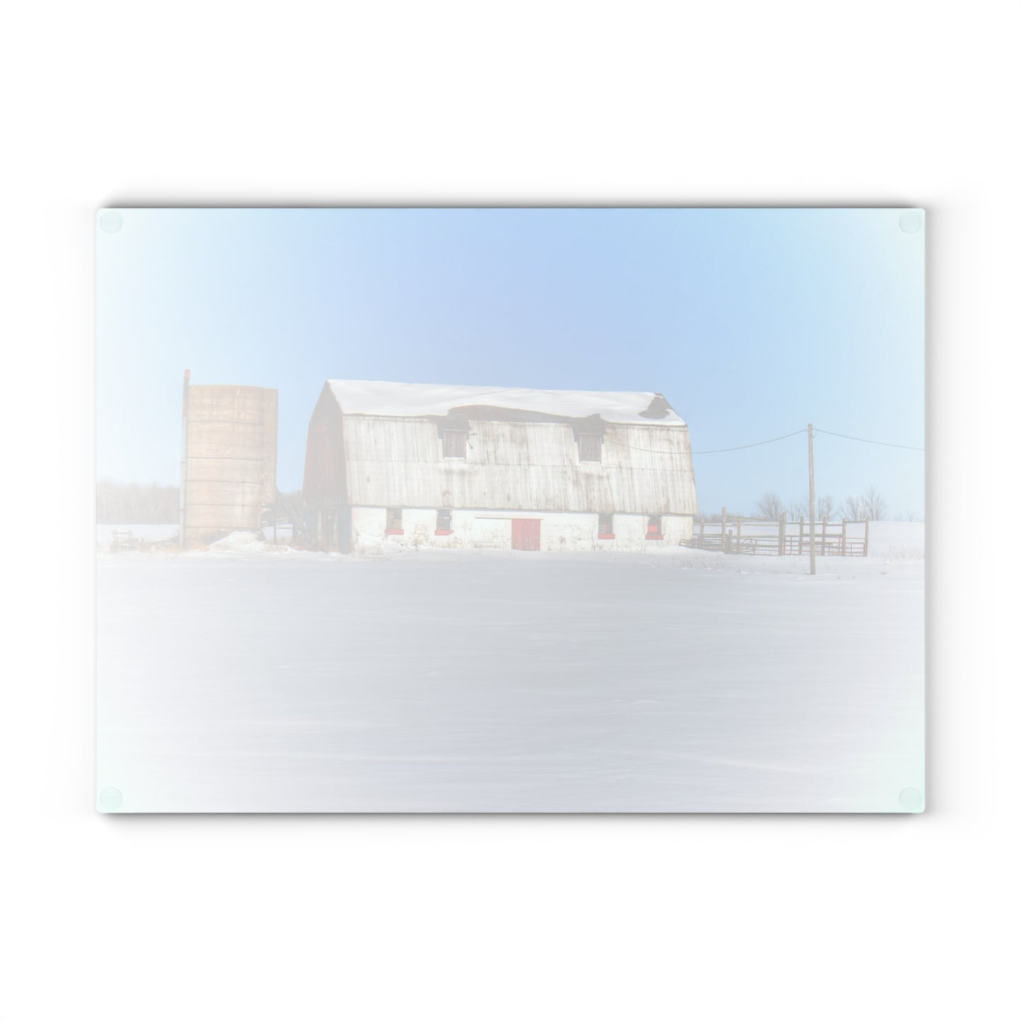 U R There Photography Bay City - Forestville Block Red Rustic Farmhouse Tempered-Glass Cutting Board