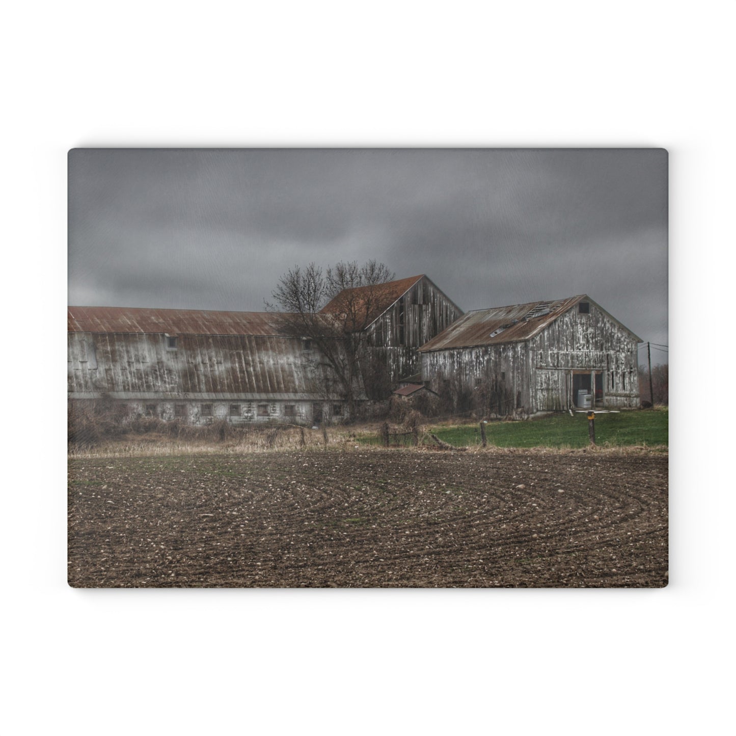 U R There Photography Rusted and Grey on Newark Road Rustic Farmhouse Tempered-Glass Cutting Board