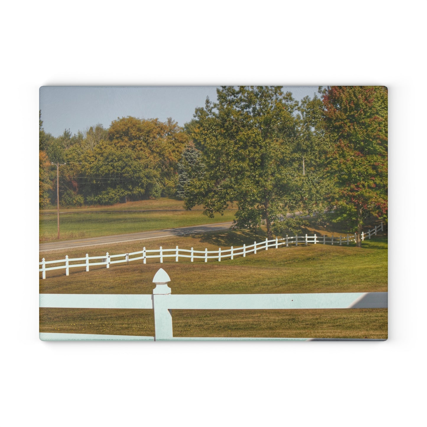 U R There Photography Beyond the White Fences Rustic Farmhouse Tempered-Glass Cutting Board