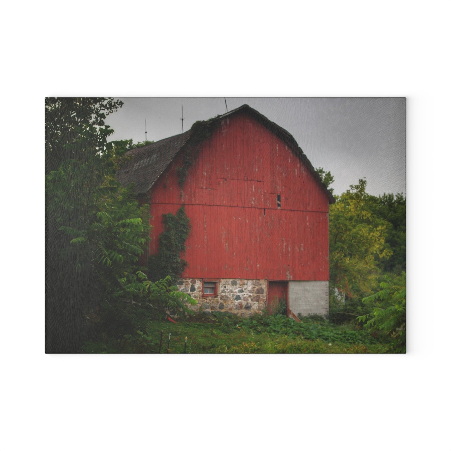 U R There Photography Brown Road Hidden Red I Rustic Farmhouse Tempered-Glass Cutting Board