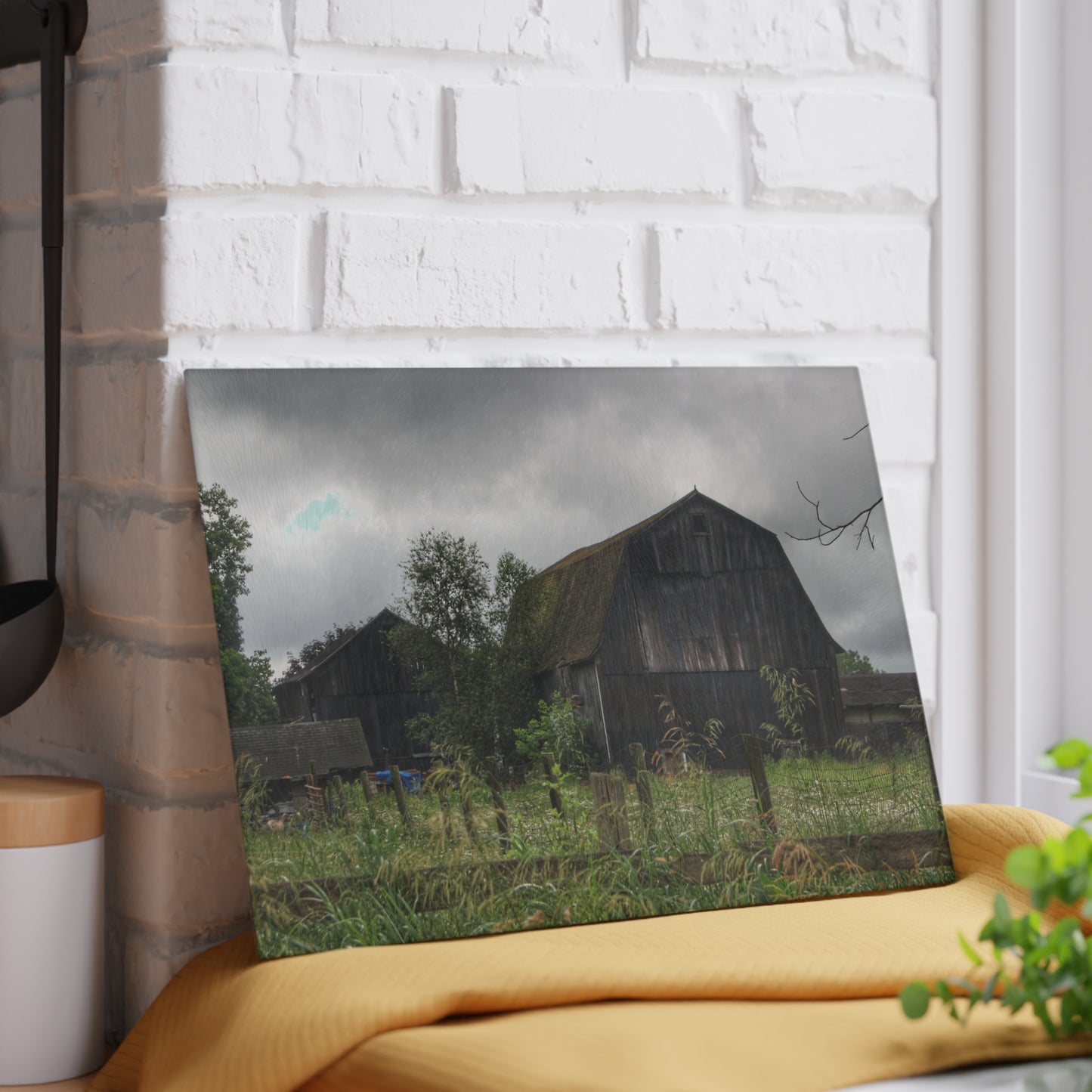 U R There Photography Greys of Summer Road Rustic Farmhouse Tempered-Glass Cutting Board