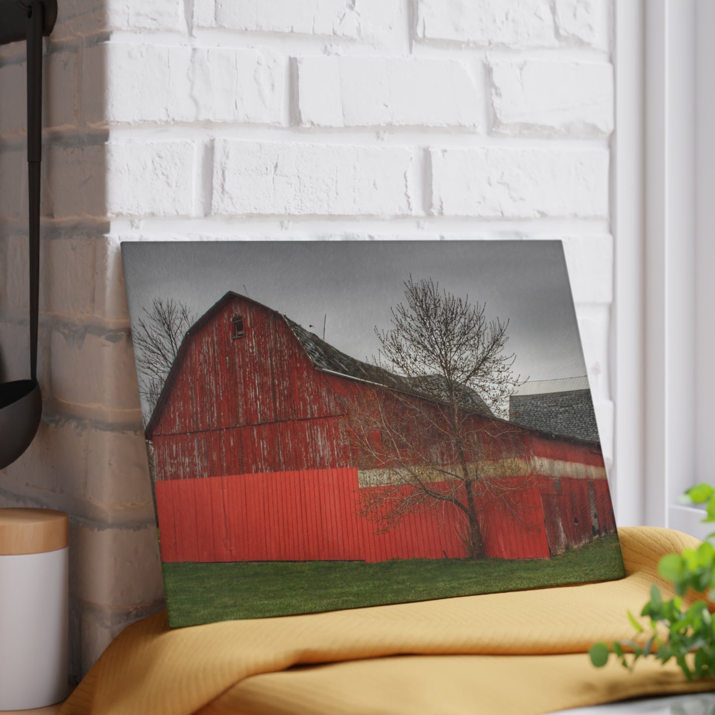 U R There Photography Almont Reds Rustic Farmhouse Tempered-Glass Cutting Board