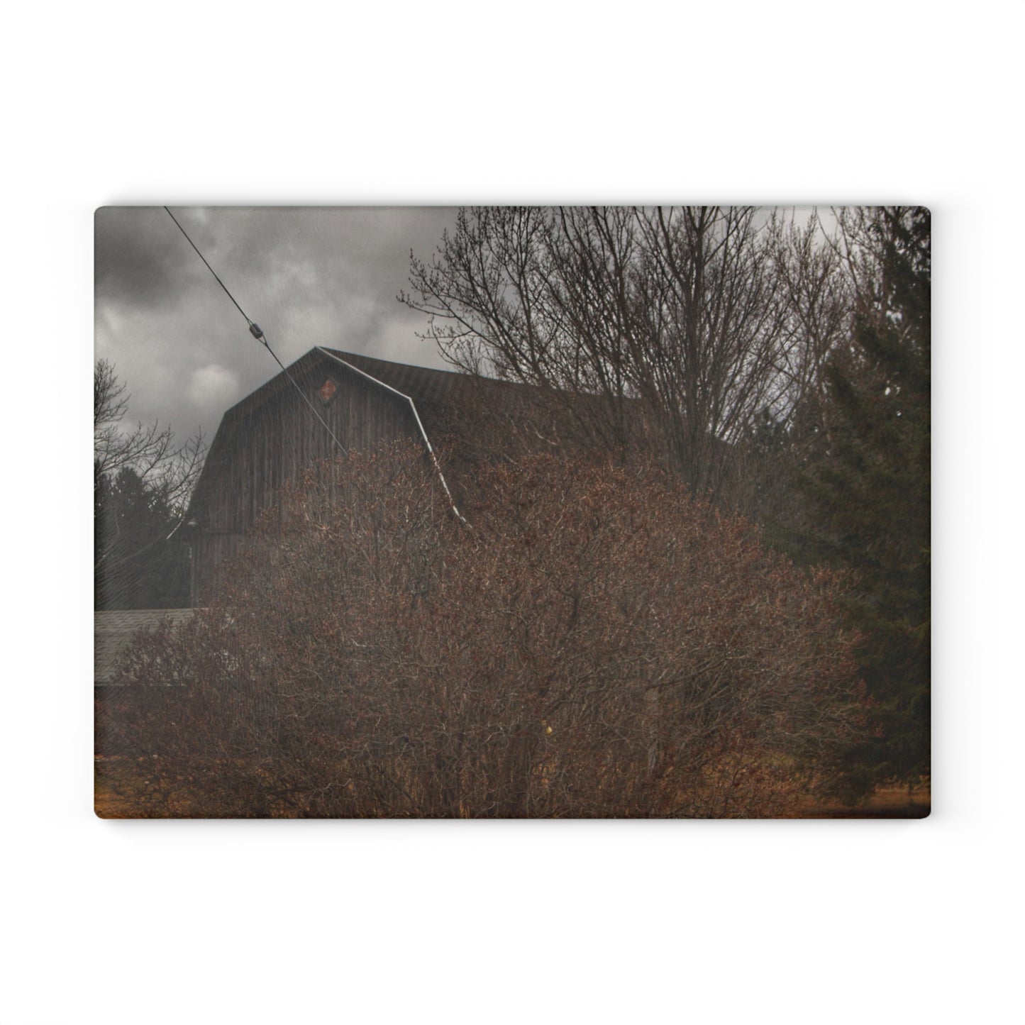 U R There Photography Caro Grey Hidden Rustic Farmhouse Tempered-Glass Cutting Board