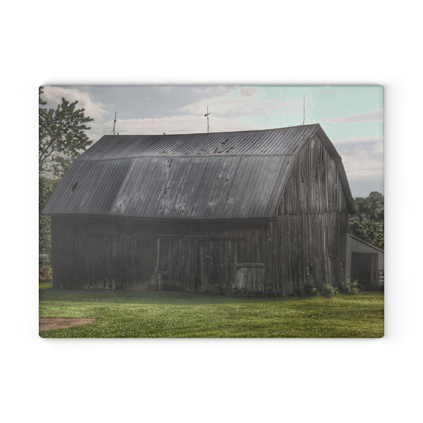 U R There Photography Rich Road Grey Rustic Farmhouse Tempered-Glass Cutting Board