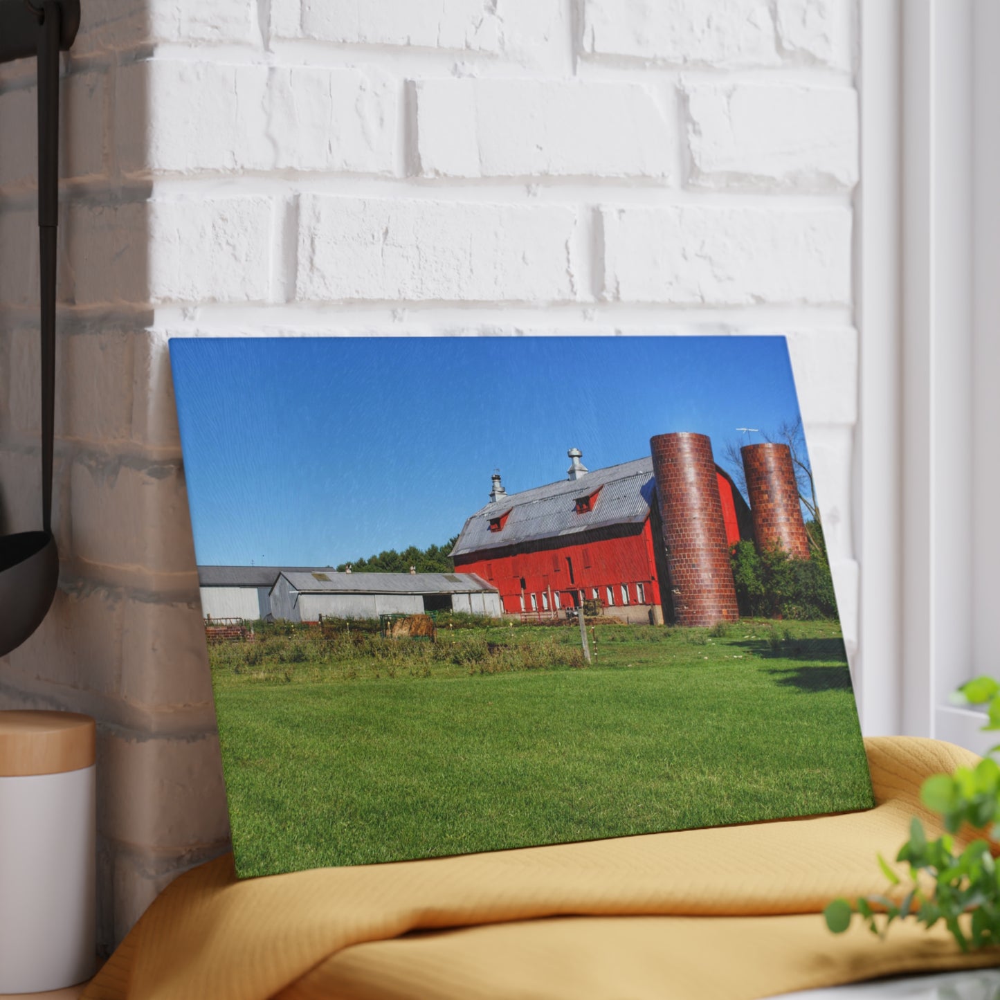 U R There Photography Baldwin Red II Rustic Farmhouse Tempered-Glass Cutting Board
