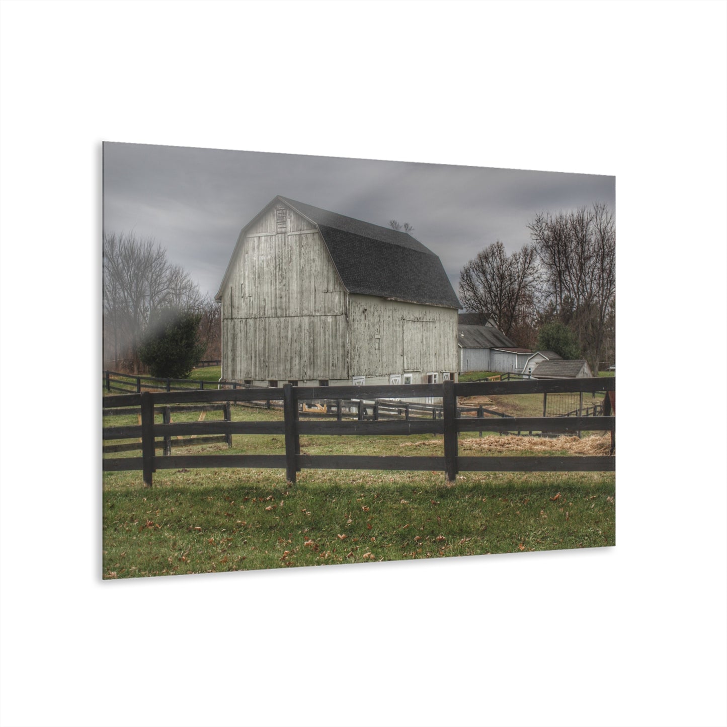 U R There Photography Roadside White Beyond the Fences Rustic Farmhouse Acrylic Wall Print