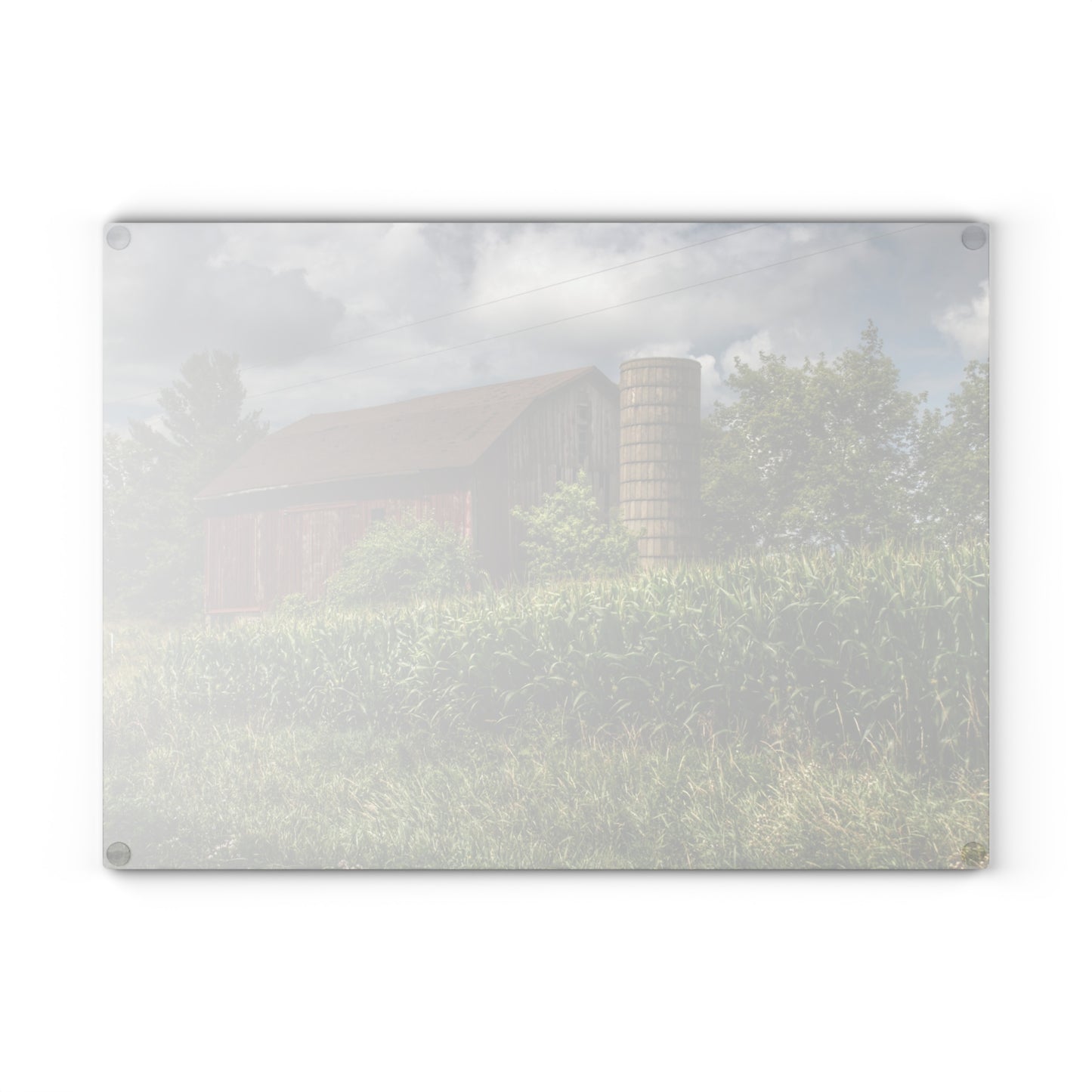 U R There Photography Armstrong Road Red III Rustic Farmhouse Tempered-Glass Cutting Board