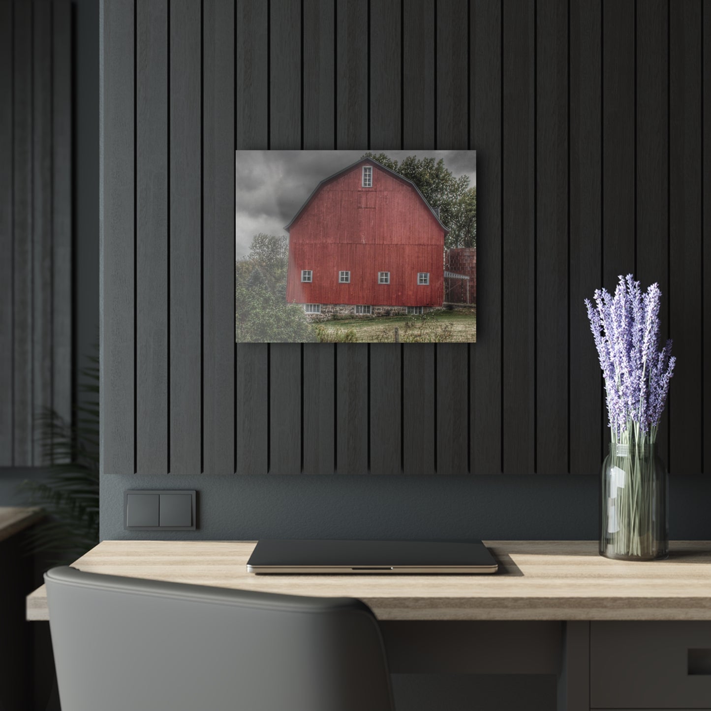 U R There Photography Vassar Road Red II Rustic Farmhouse Acrylic Wall Print
