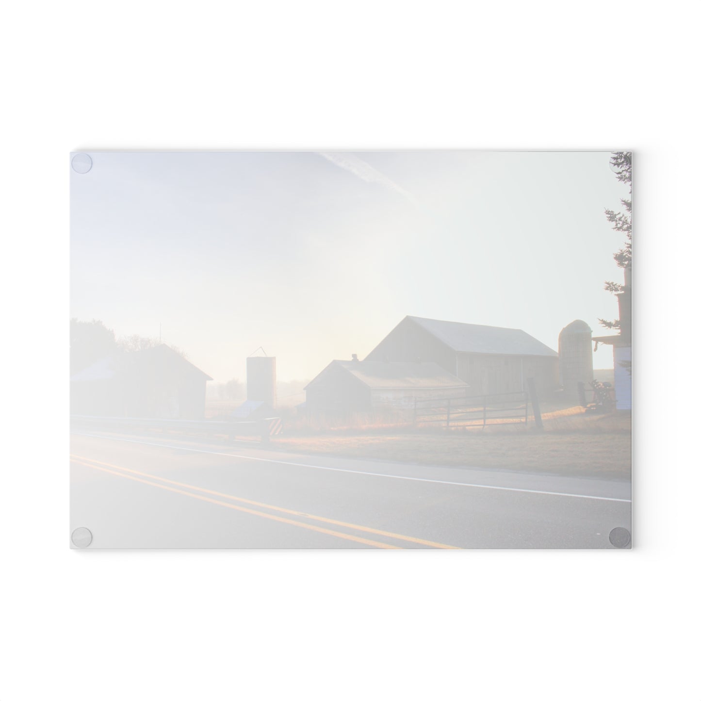 U R There Photography Wilder Road Foggy Morning Greys Rustic Farmhouse Tempered-Glass Cutting Board