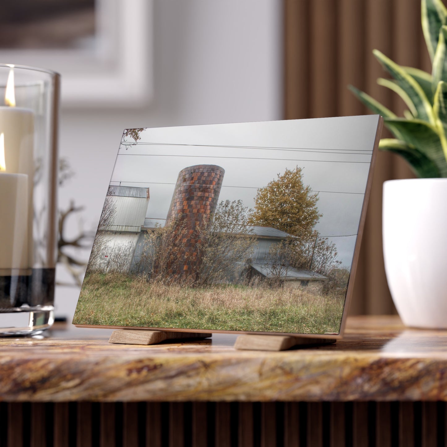 U R There Photography Bordman Road Grey Rustic Farmhouse Decorative Ceramic Tile