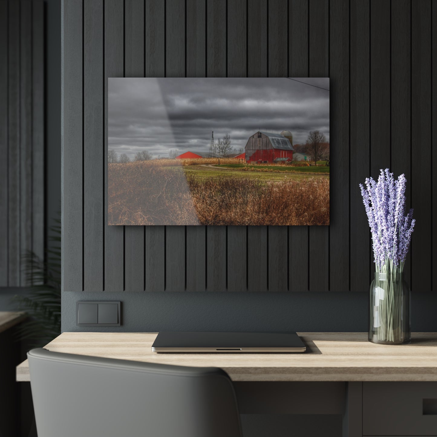 U R There Photography Slattery Road Grey Rustic Farmhouse Acrylic Wall Print
