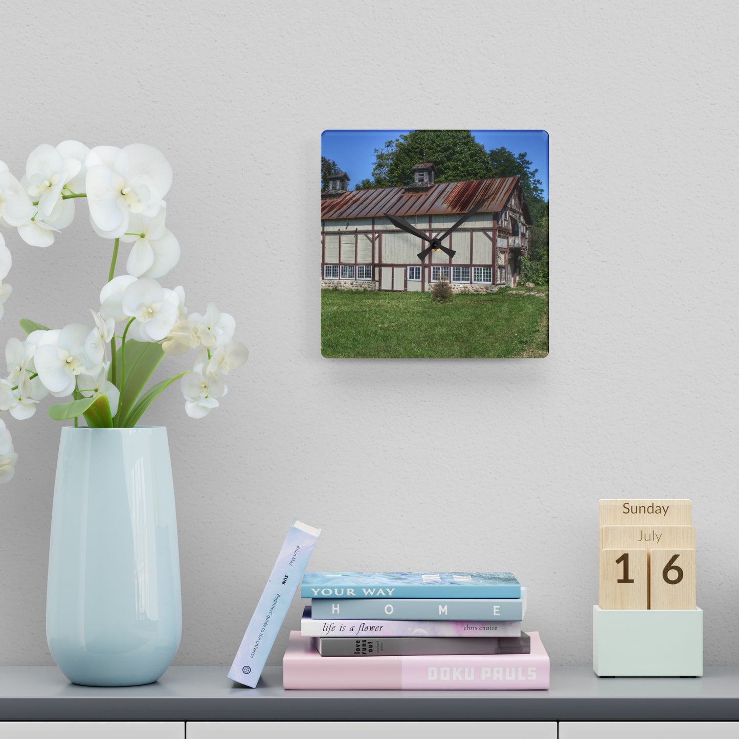 U R There Photography Bordman Road Rusted Rustic Farmhouse Acrylic Analog Wall Clock