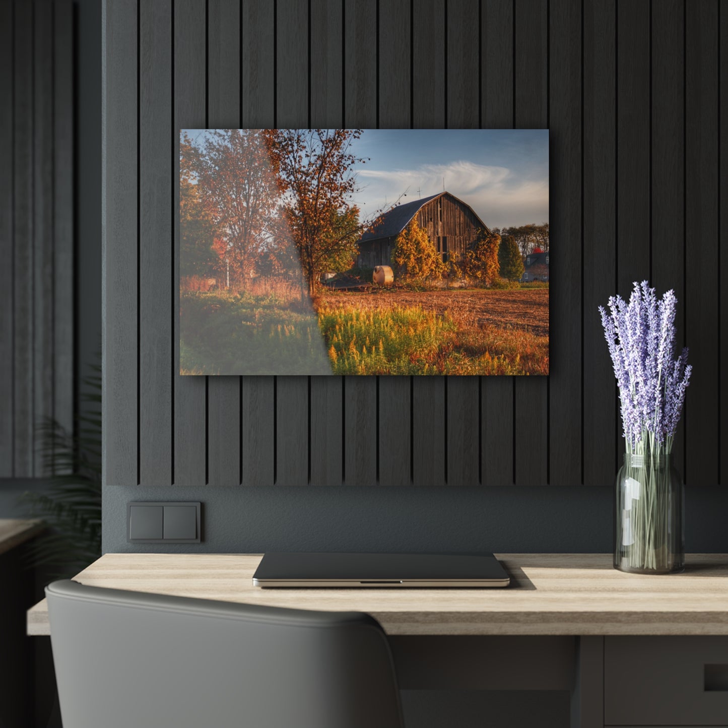 U R There Photography Lake Pleasant Road Grey Rustic Farmhouse Acrylic Wall Print