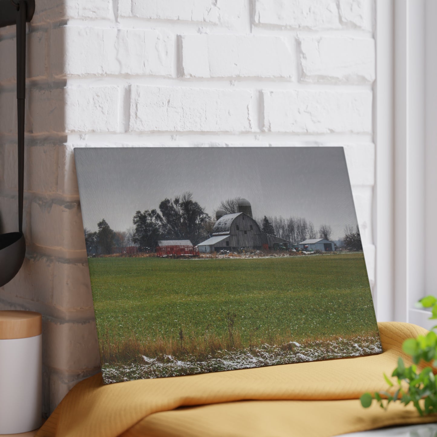 U R There Photography Shepard Road Grey Rustic Farmhouse Tempered-Glass Cutting Board