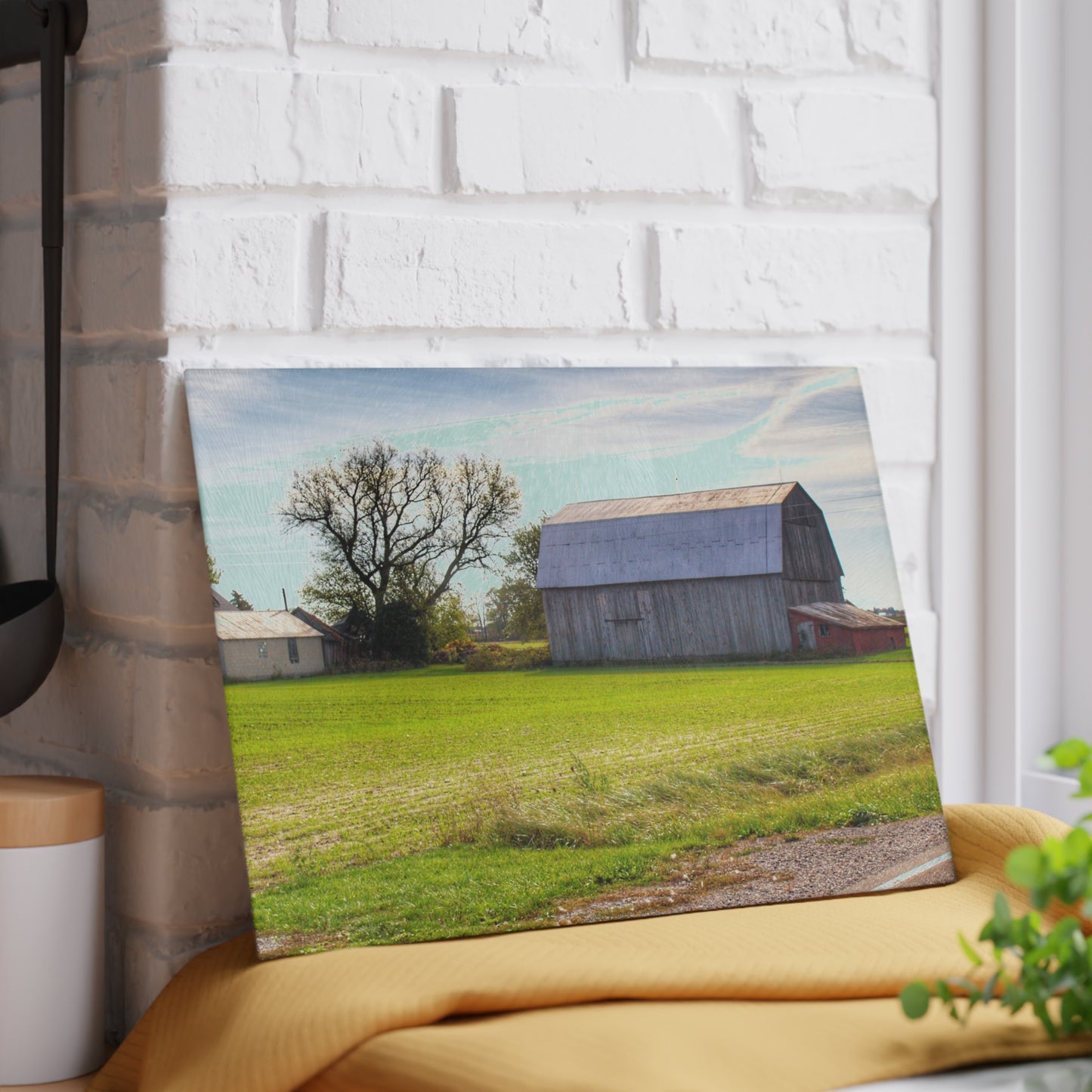 U R There Photography North Gera Road Red Rustic Farmhouse Tempered-Glass Cutting Board