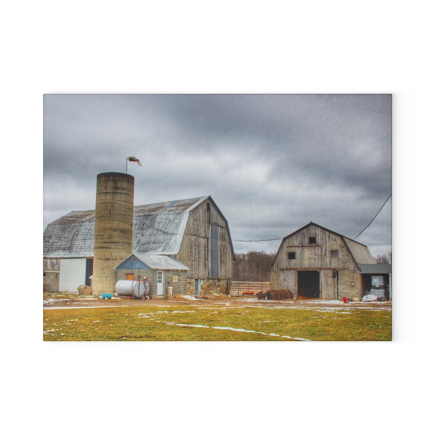 U R There Photography Chapman Road Greys Rustic Farmhouse Tempered-Glass Cutting Board